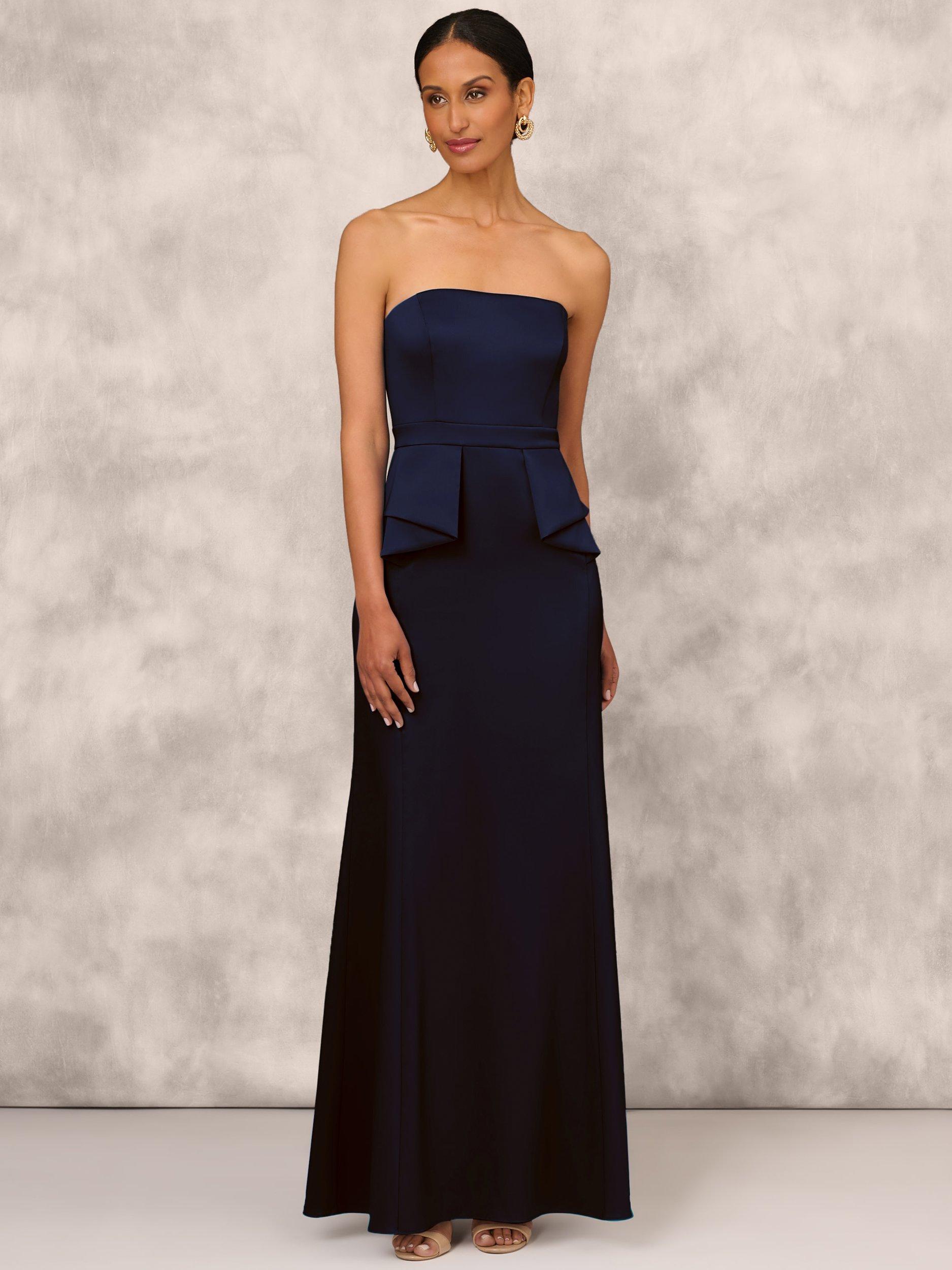 Aidan Mattox by Adrianna Papell Stretch Mikado Strapless Maxi Dress Navy