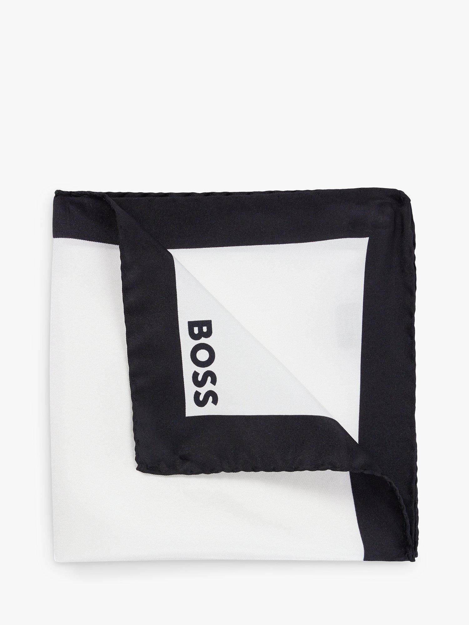 BOSS Silk H-Pocket Sqaure, Black/White