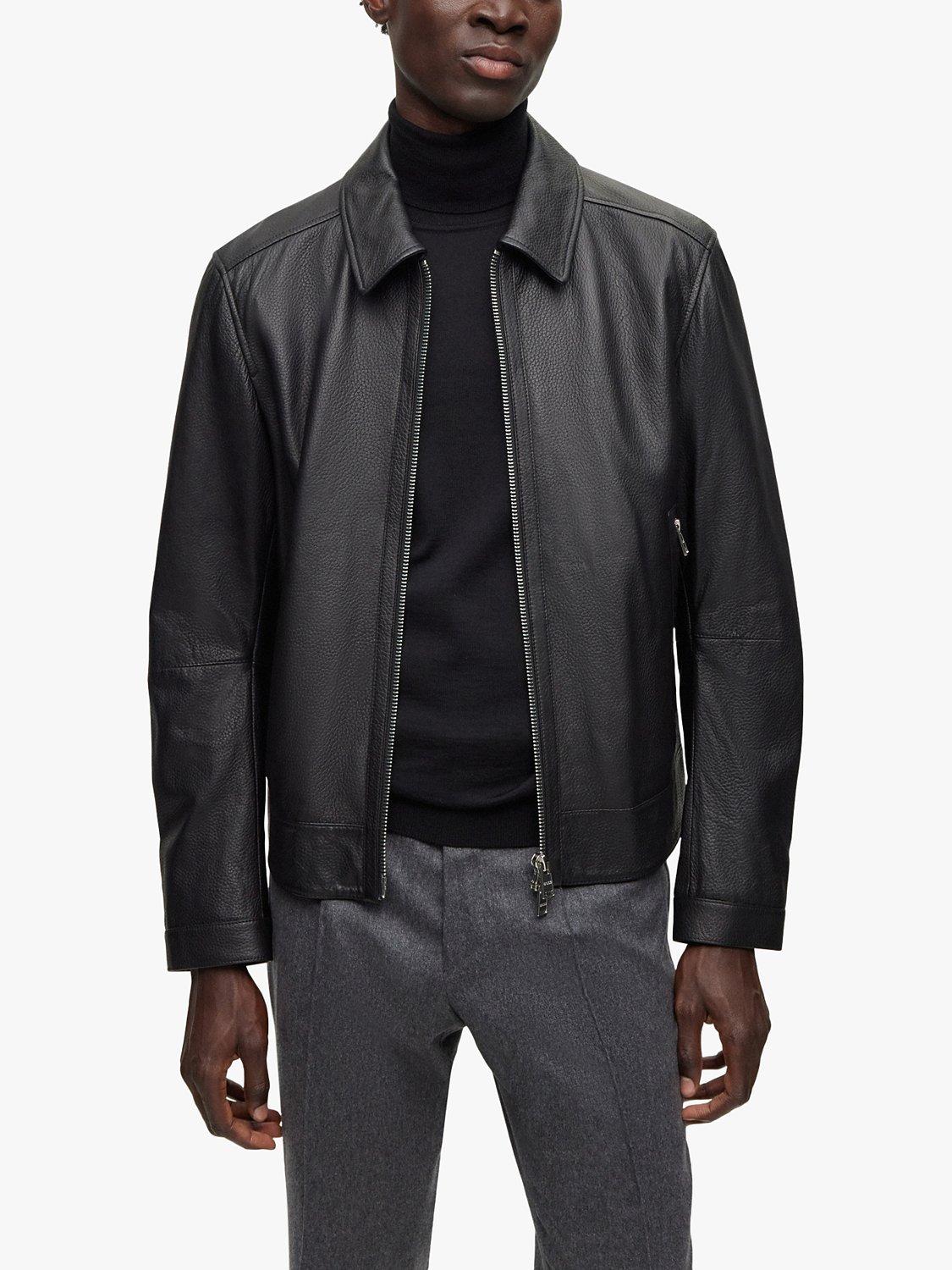 BOSS Mapson Leather Jacket, Black