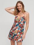 Superdry Printed Mini Slip Cami Dress, Red Matsu Cloral