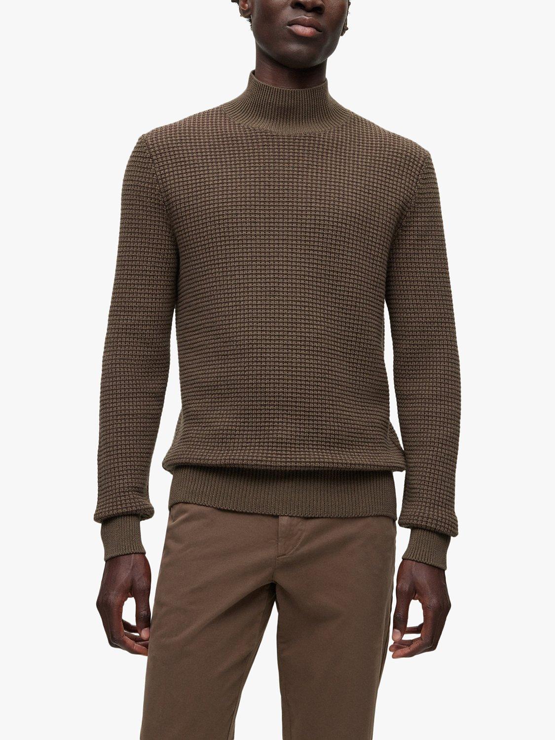 BOSS Maurelio Textured Cotton & Wool Blend Jumper, Open Green