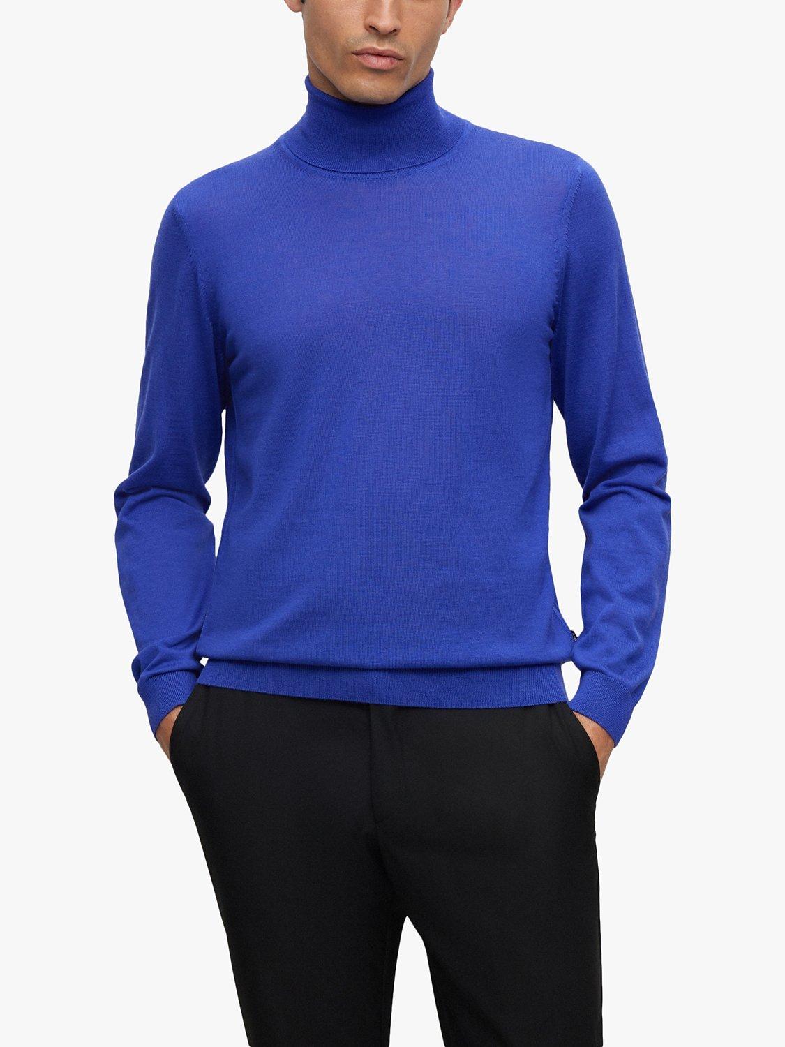 BOSS Musso Wool Basic Roll Neck Jumper, Dark Purple