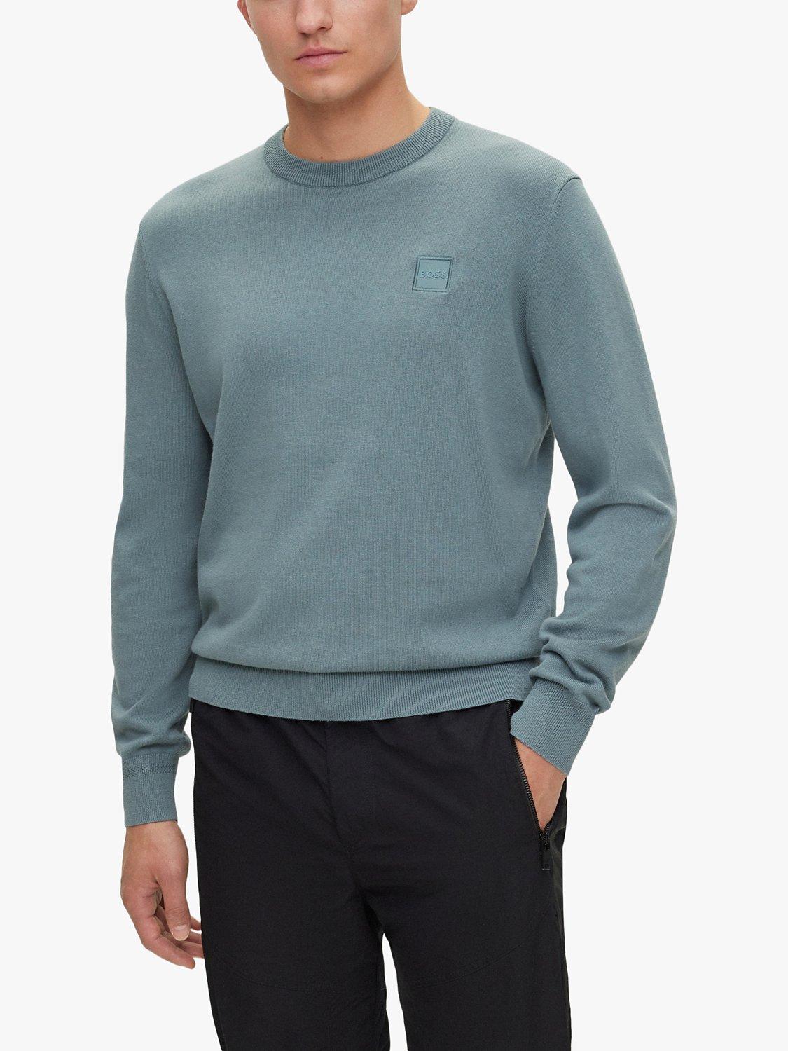BOSS Kanovano Cotton Cashmere Blend Jumper, Open Green