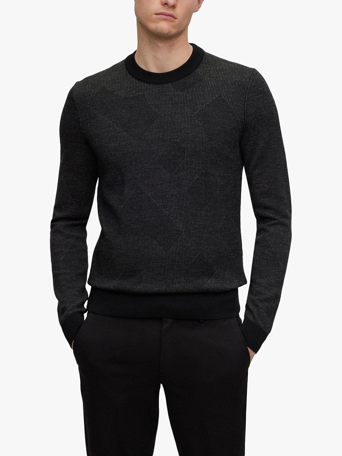 HUGO BOSS Motivo 001 Wool Jumper, Black