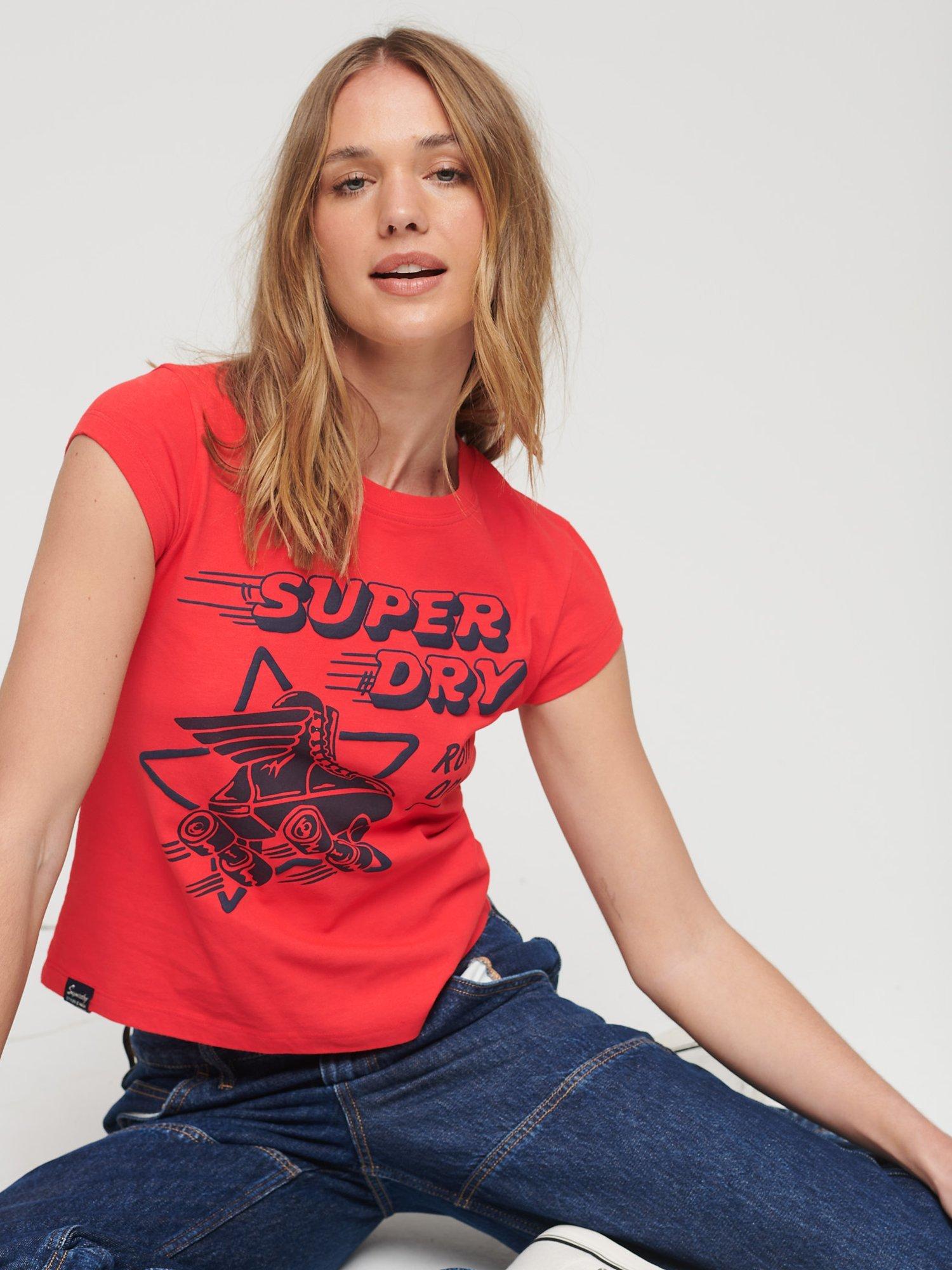 Superdry Roller Disco T-Shirt, Soda Pop Red