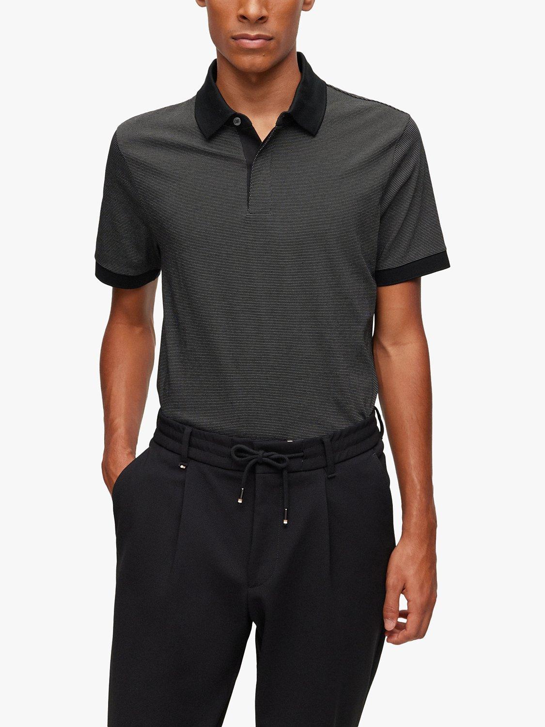 BOSS Penrose Luxury Micro Pattern Polo Shirt, Black