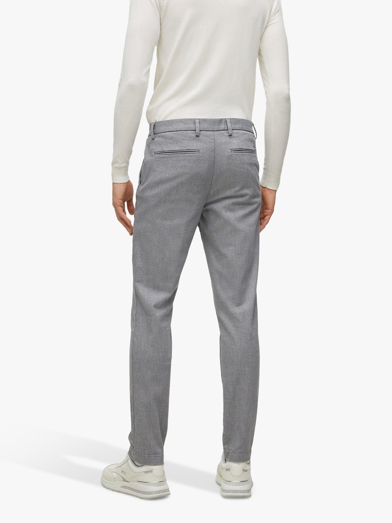 Product image 2 of 6, which shows BOSS Kaito Brushed Cotton Slim Fit Trousers, Dark Grey, 40R