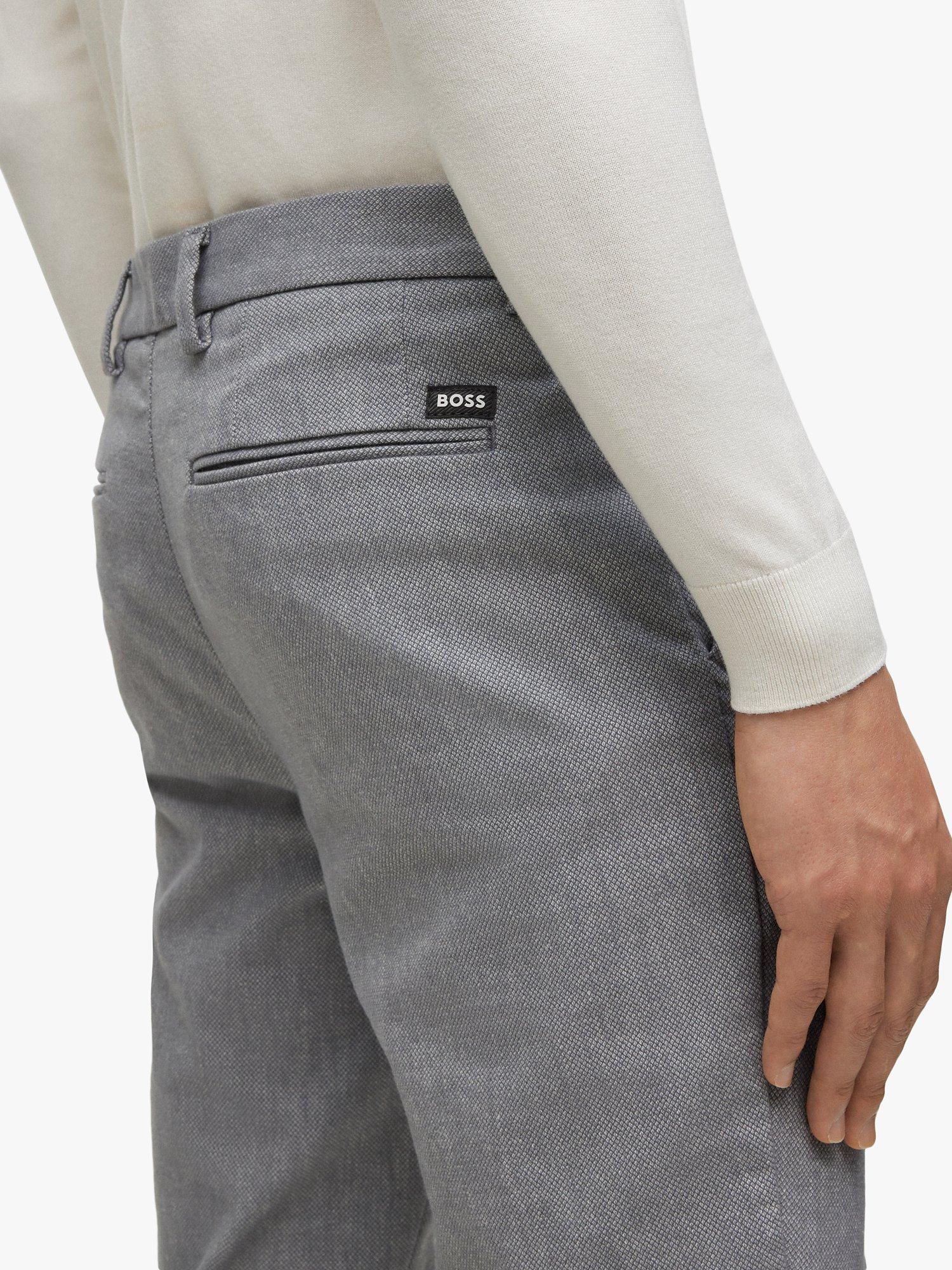 Product image 5 of 6, which shows BOSS Kaito Brushed Cotton Slim Fit Trousers, Dark Grey, 40R