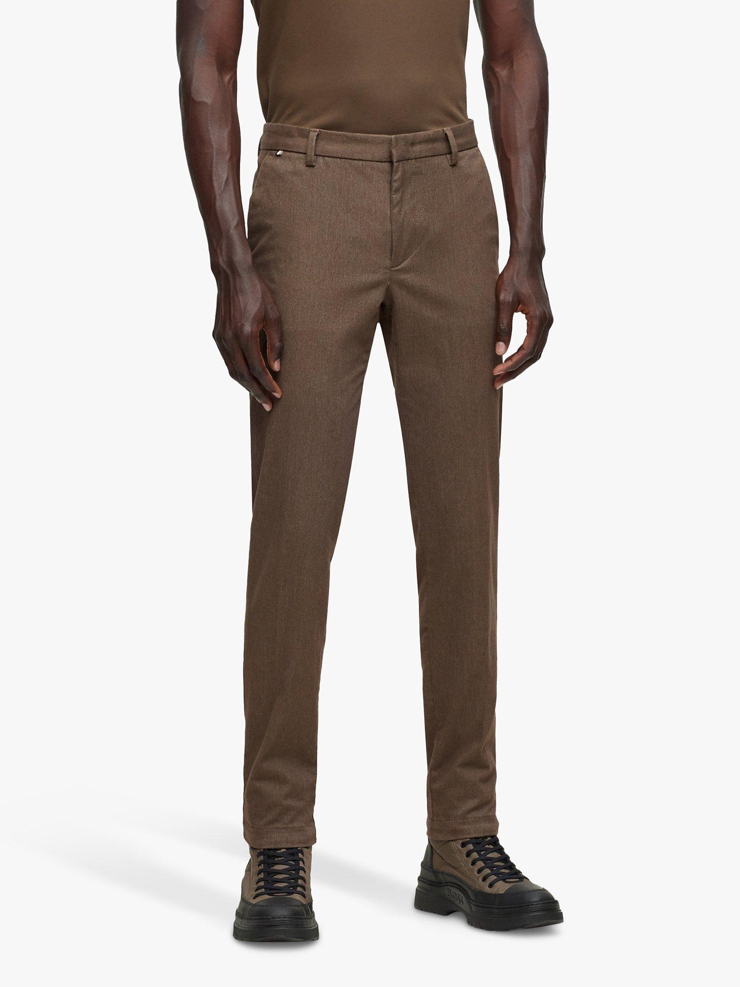 BOSS Kaito Brushed Cotton Slim Fit Trousers, Open Green
