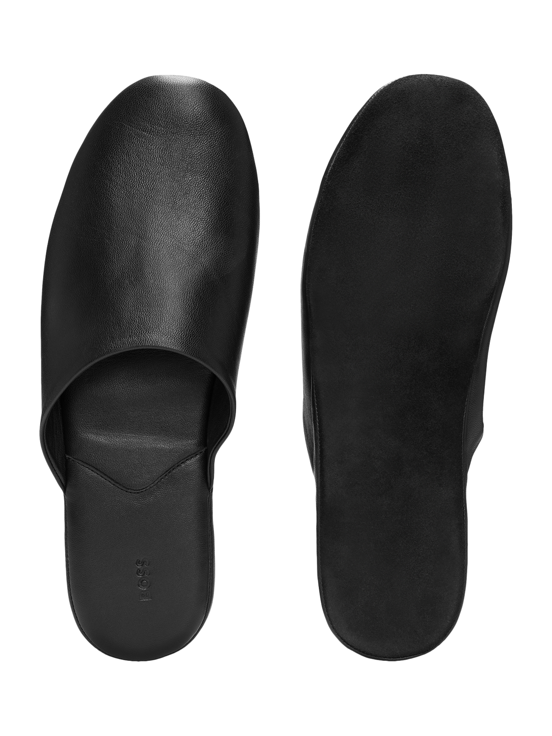 HUGO BOSS Smart Travel Leather Slippers Black