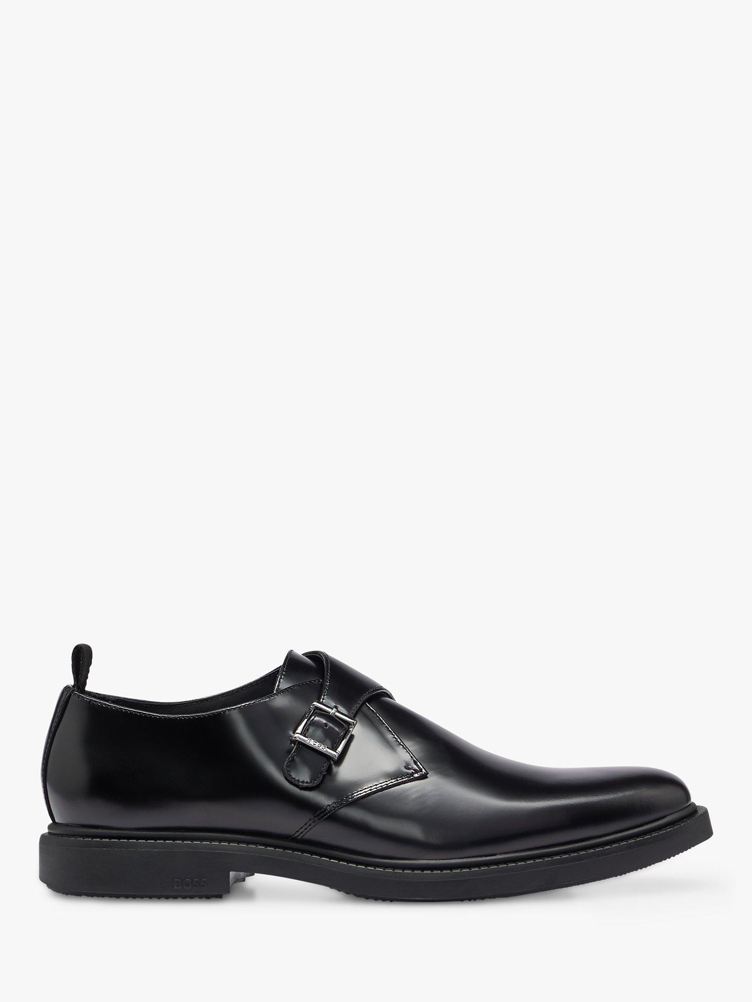 HUGO BOSS Larry Leather Monk Shoes, Black