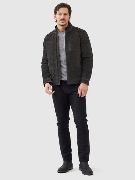Rodd & Gunn Chalford Premium Insulated Padded Suede Leather Jacket, Peat - view 2, Grey