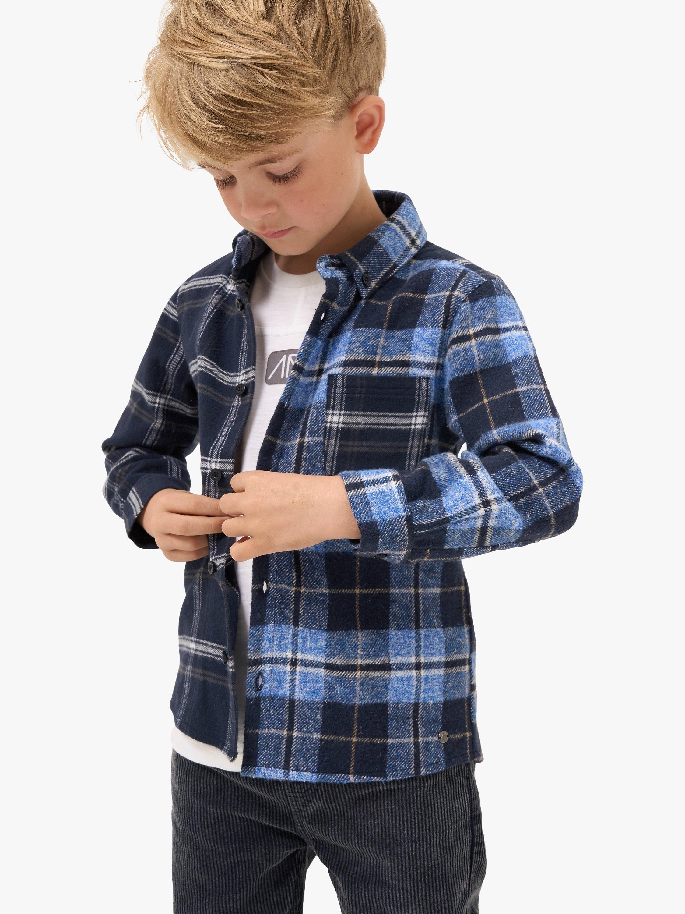 Angel & Rocket Kids' Benjamin Check Pocket Shirt, Blue