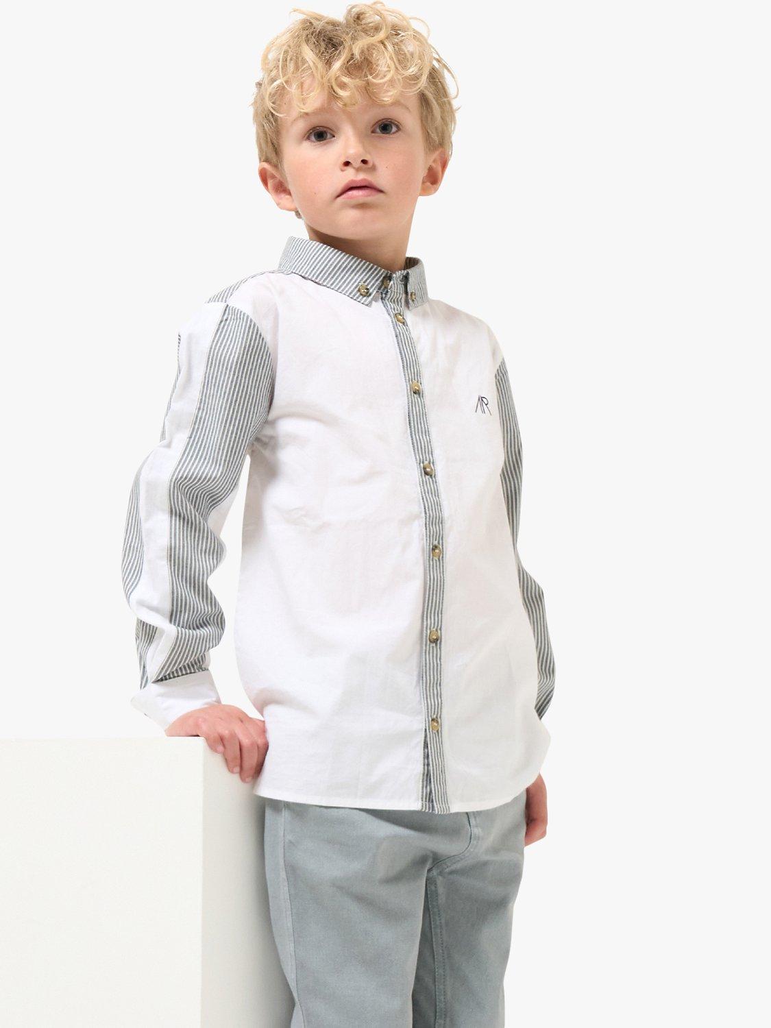 Angel & Rocket Kids' Chase Stripe Smart Shirt, White