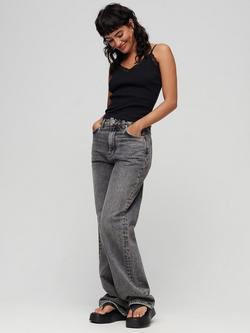 Superdry Organic Cotton Essential Rib Lace Cami - view 2, Black