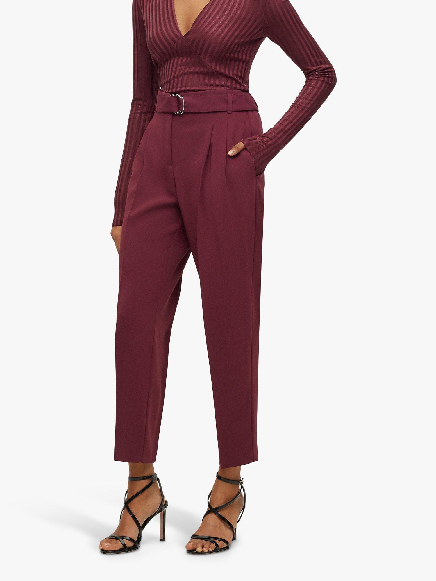 HUGO BOSS BOSS Tapiah Straight Leg Trousers, Open Red