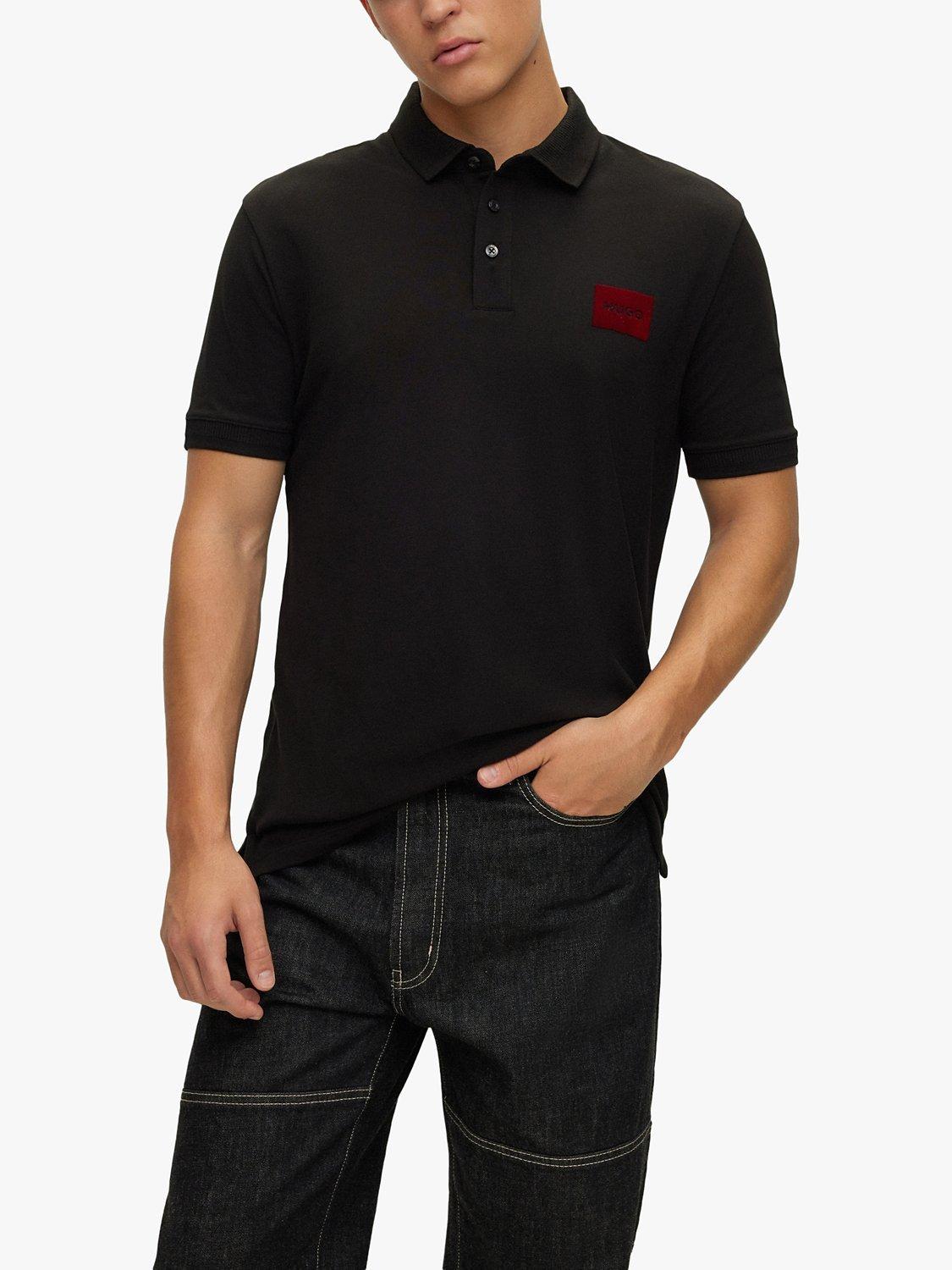 HUGO Dereso Pique Short Sleeve Polo Shirt, Black