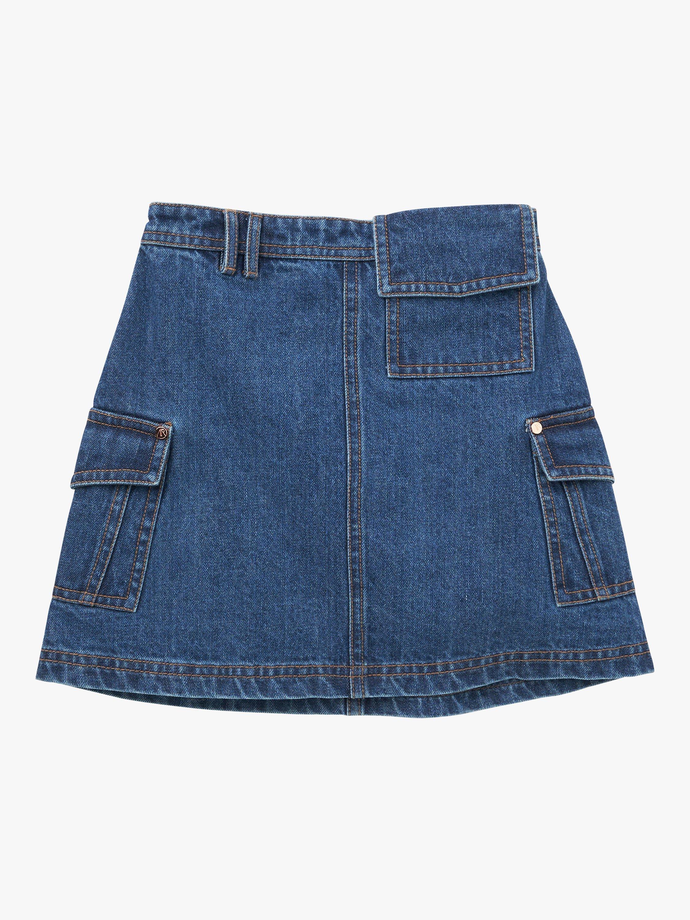 Product image 3 of 5, which shows Angel & Rocket Kids' Molly Demin Cargo Skirt, Blue, 3 years