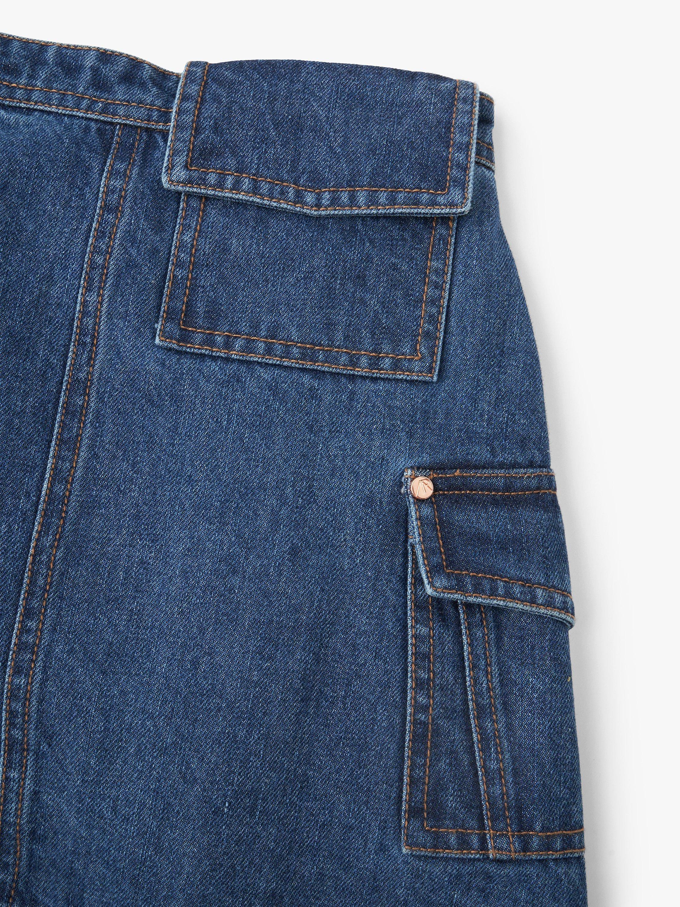 Product image 5 of 5, which shows Angel & Rocket Kids' Molly Demin Cargo Skirt, Blue, 3 years