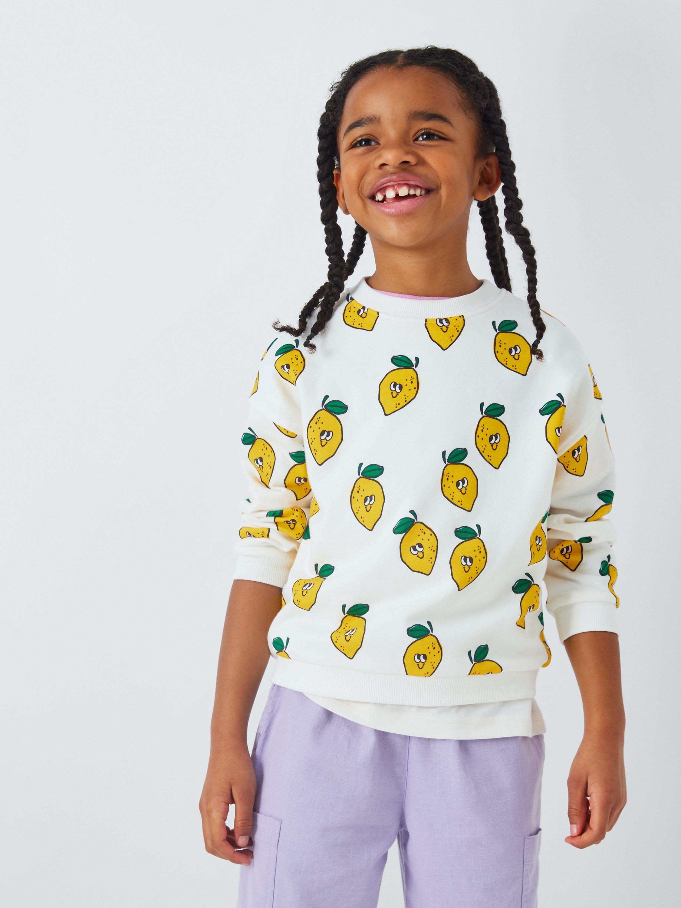 John Lewis ANYDAY Kids' Lemon Sweatshirt, Gardenia