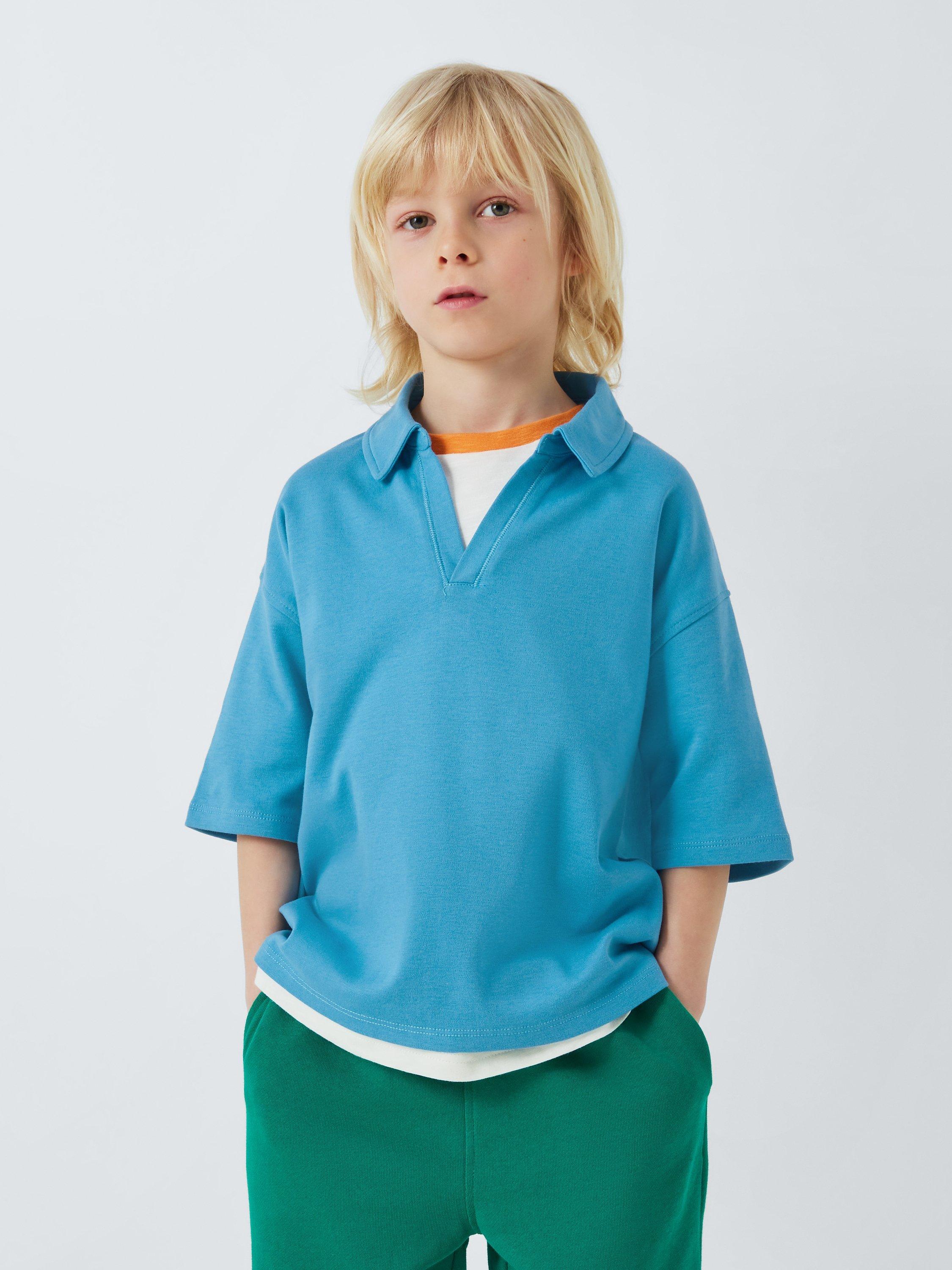 John Lewis ANYDAY Kids' V Neck Polo Shirt, Niagara