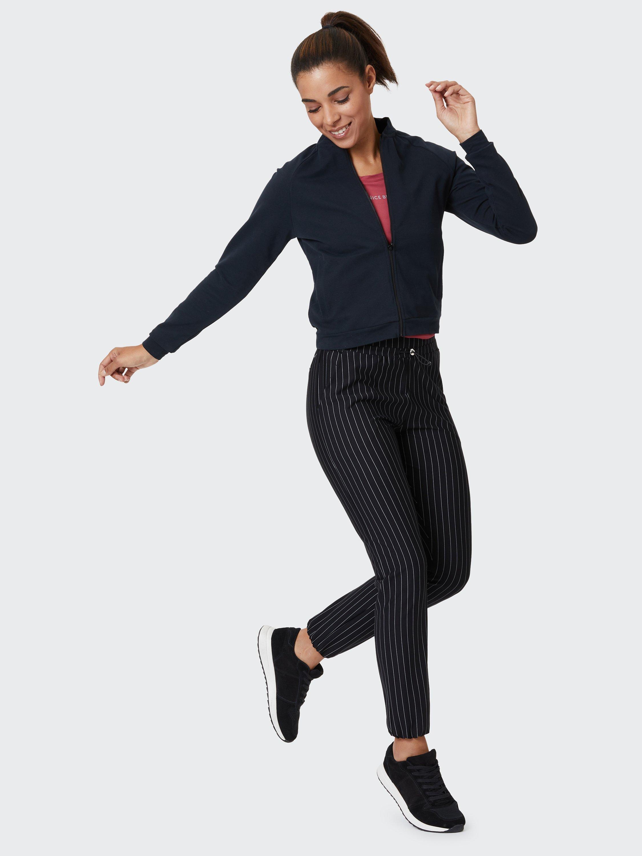 Product image 3 of 7, which shows Venice Beach Millie Pinstripe Sports Trousers, Black, XS