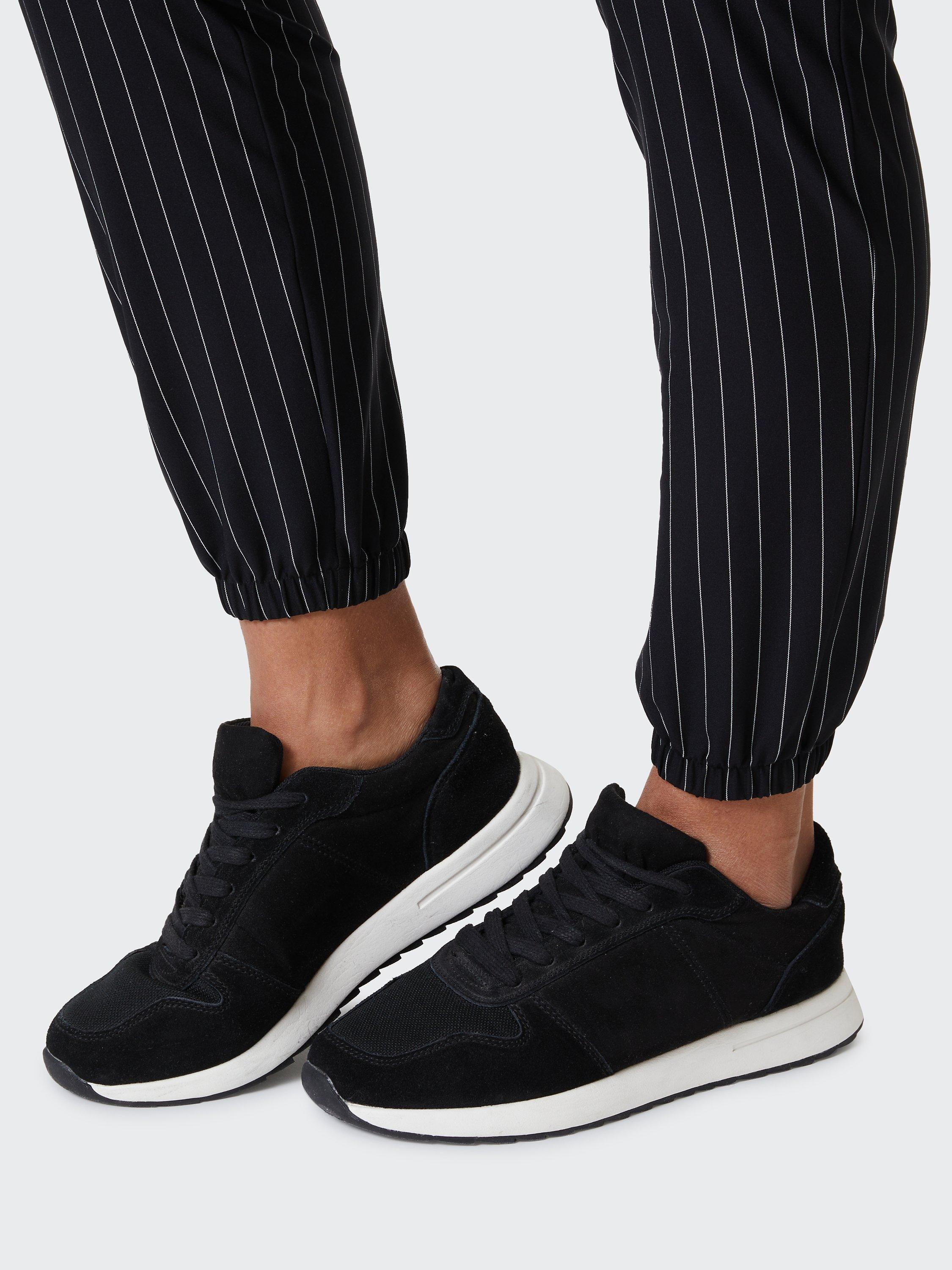 Product image 7 of 7, which shows Venice Beach Millie Pinstripe Sports Trousers, Black, XS