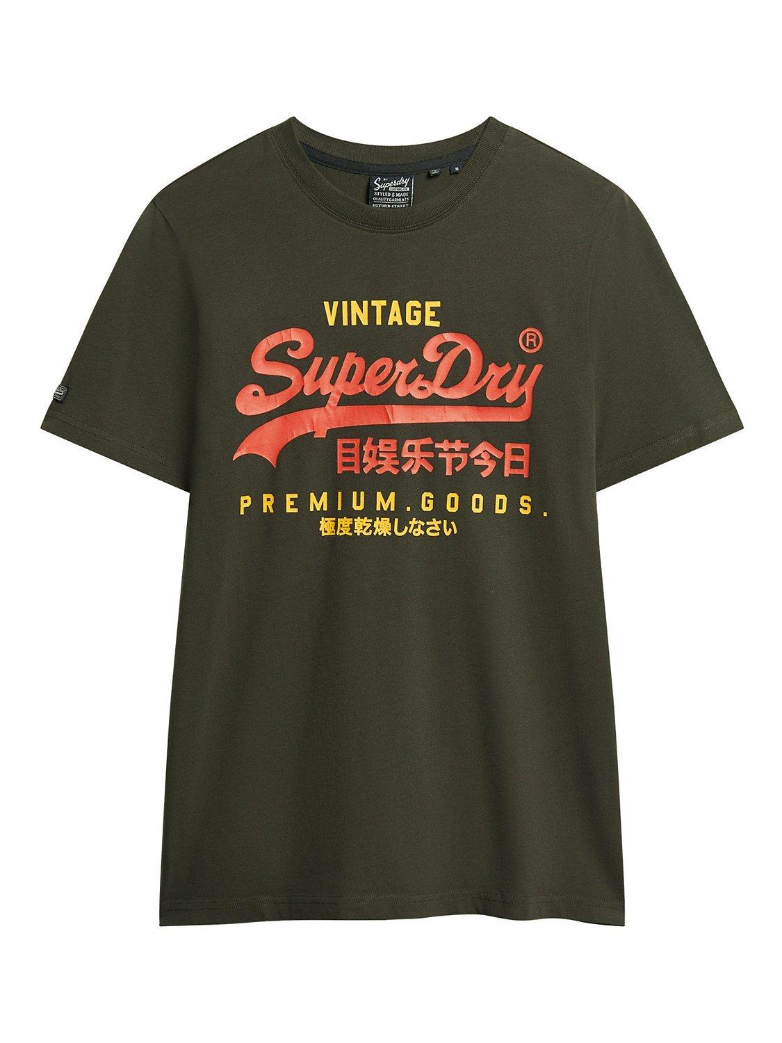 Superdry Classic Vintage Logo Heritage T-Shirt, Washed Black, XXL