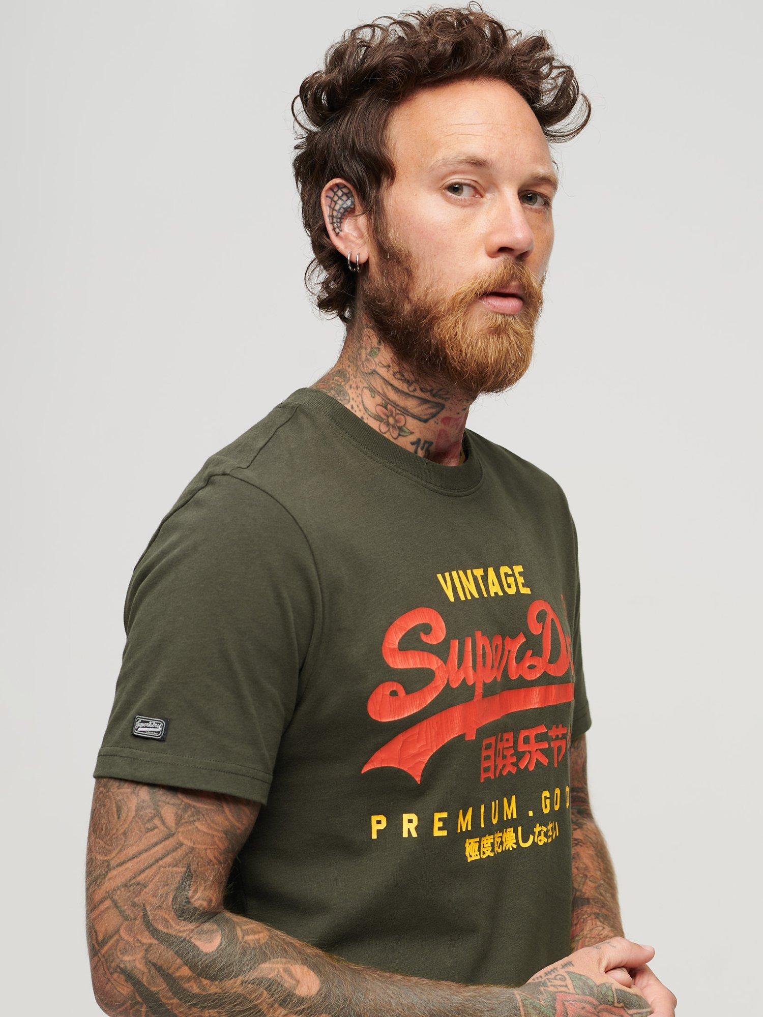 Product image 4 of 6, which shows Superdry Classic Vintage Logo Heritage T-Shirt, Washed Black, XXL