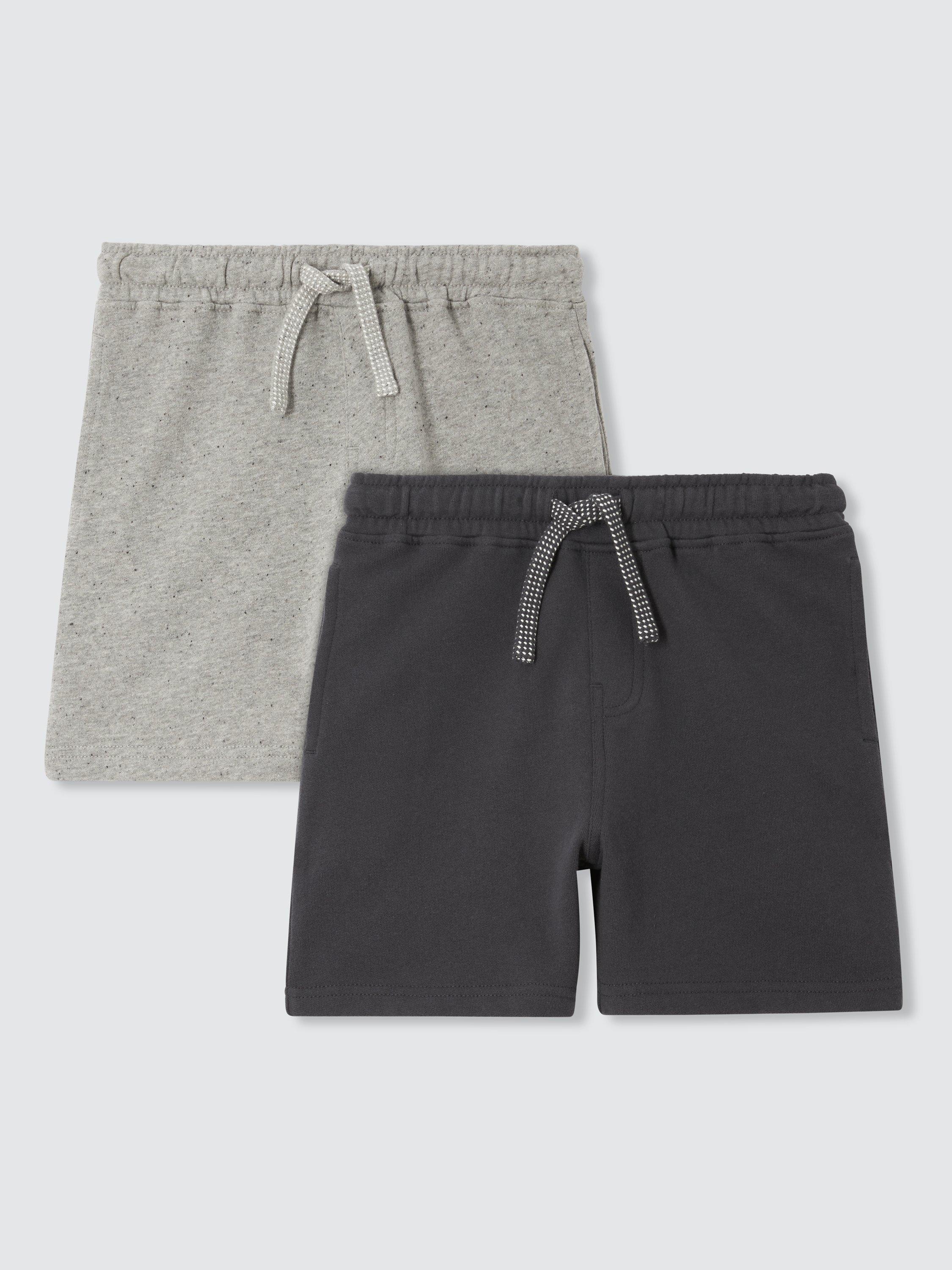 John Lewis Kids' Jersey Shorts, Pack of 2, Charcoal/Grey