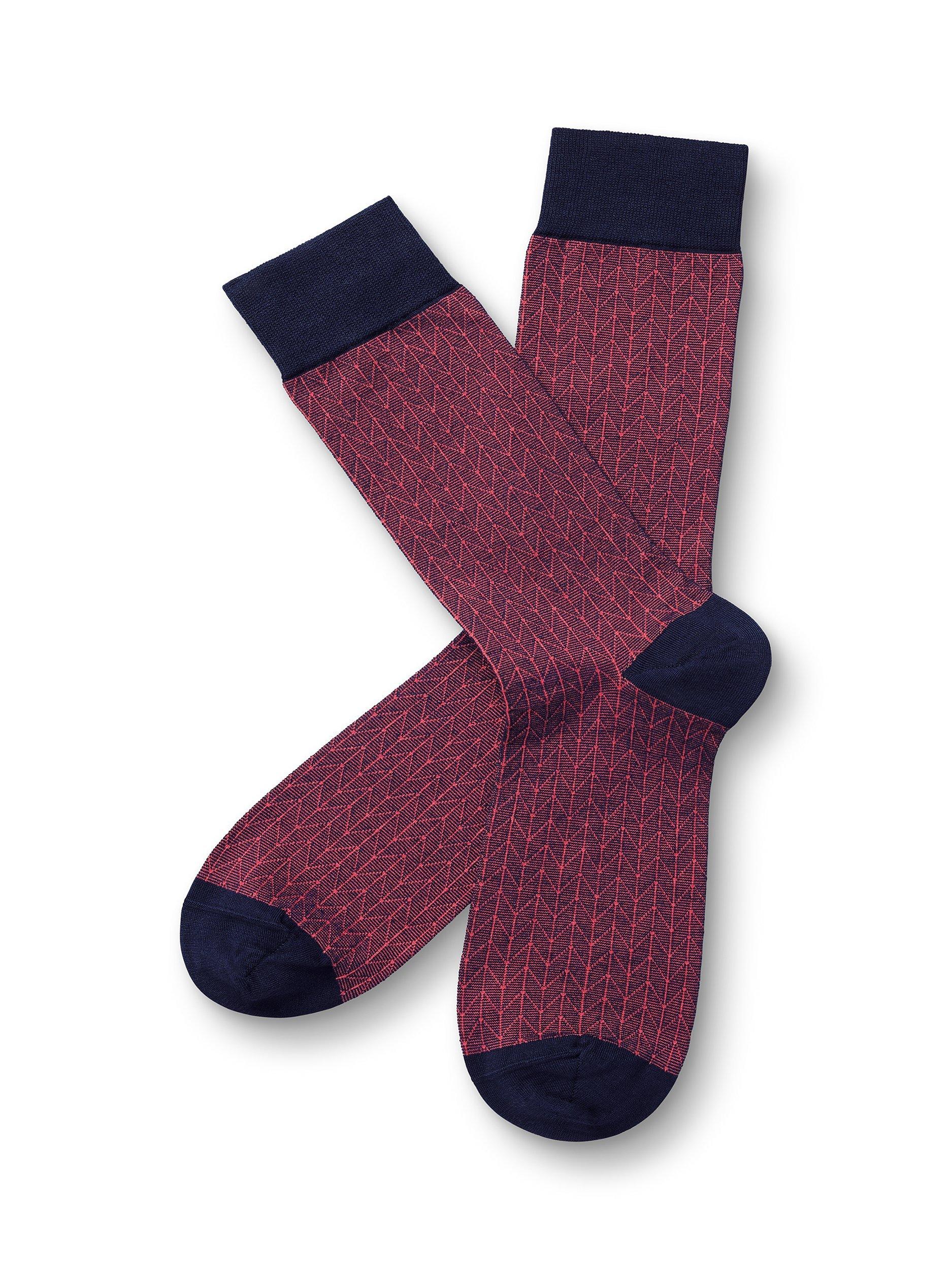 Charles Tyrwhitt Cotton Blend Chevron Socks, Bright Pink/Navy