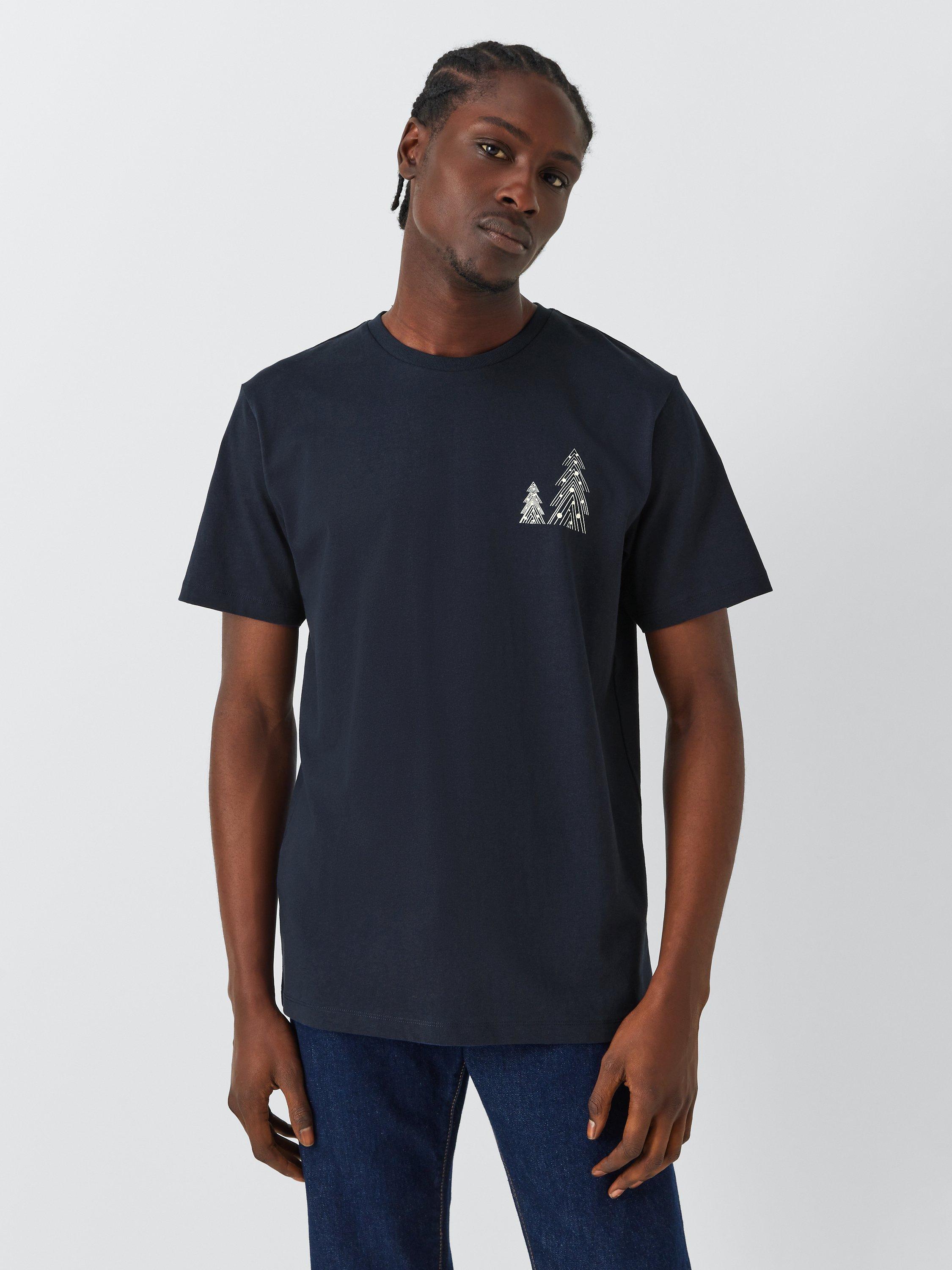 SELECTED HOMME Organic Cotton Christmas Tree T-Shirt, Navy Blazer