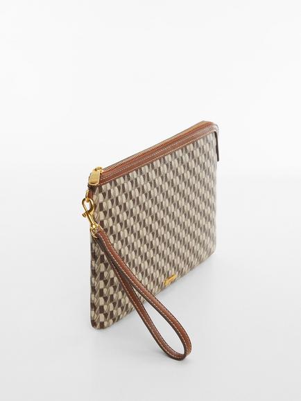 Mango Ivan Logo Print Toiletry Bag, Medium Brown, Medium Brown