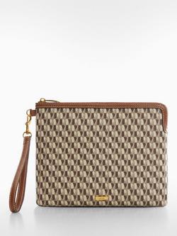 Mango Ivan Logo Print Toiletry Bag, Medium Brown - view 2, Medium Brown