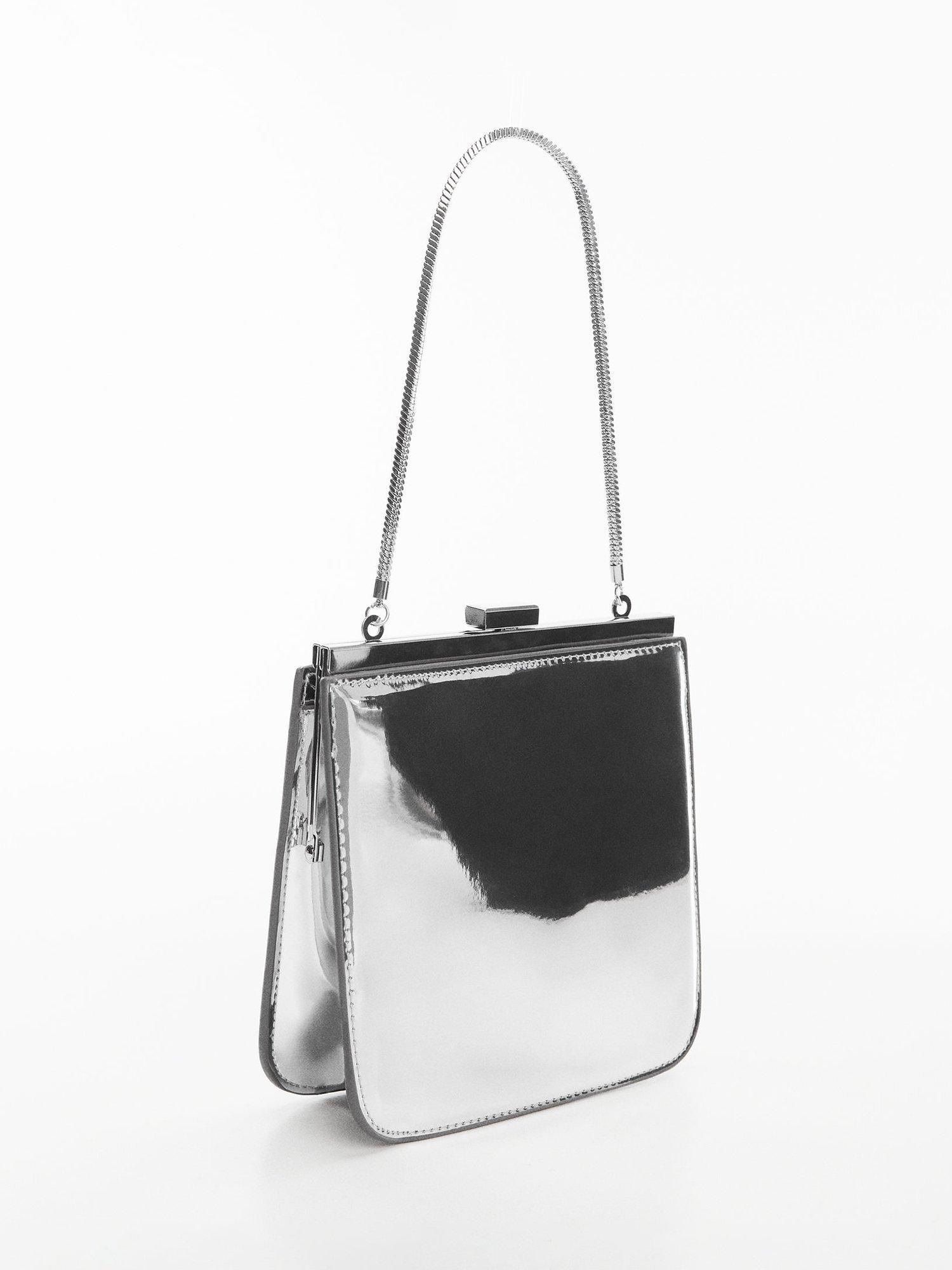 Mango Cecilia Clutch Bag, Silver, One Size