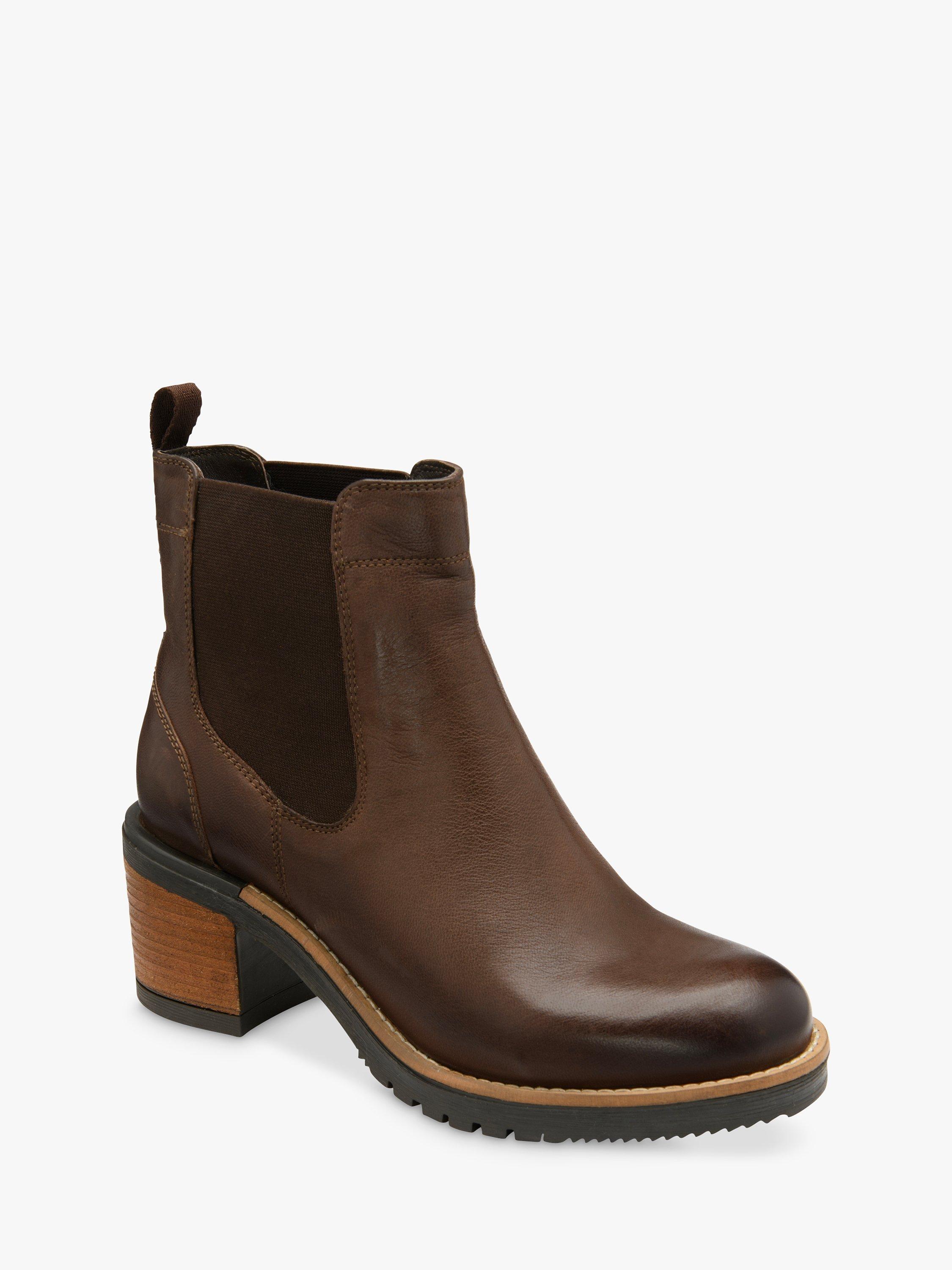 Ravel Bray Leather Block Heel Ankle Boots Brown
