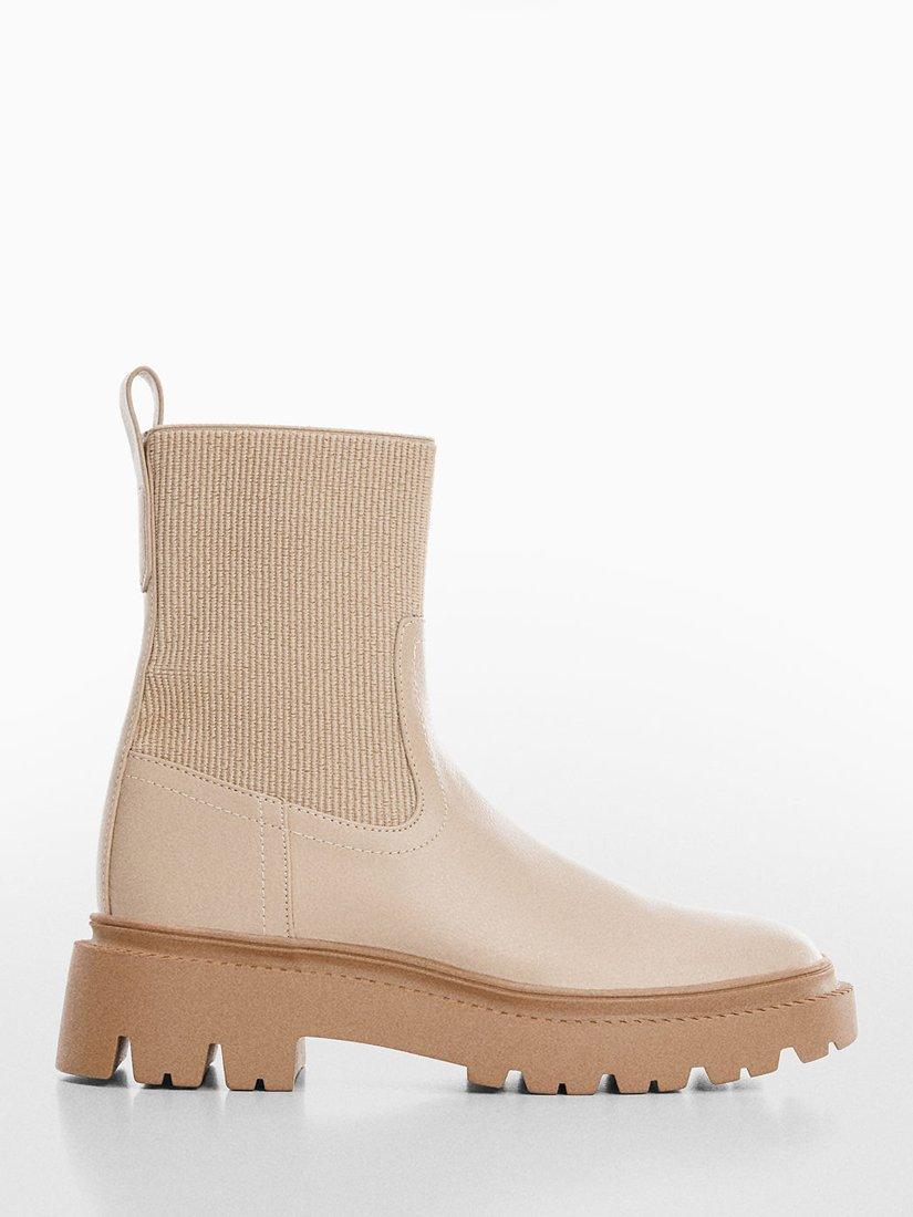 Mango Mochi Ankle Boots, Light Beige
