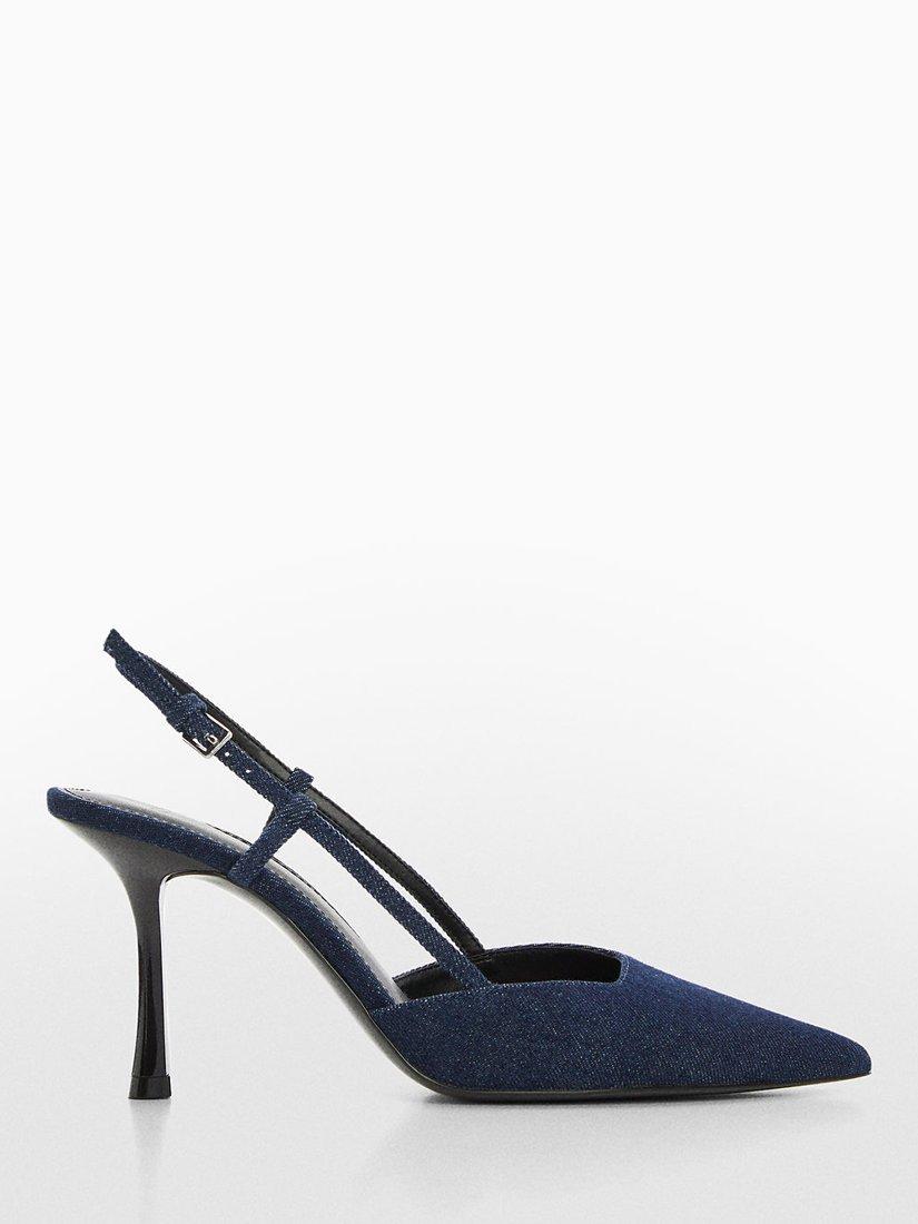 Mango Loande Pointed Court Shoes, Open Blue