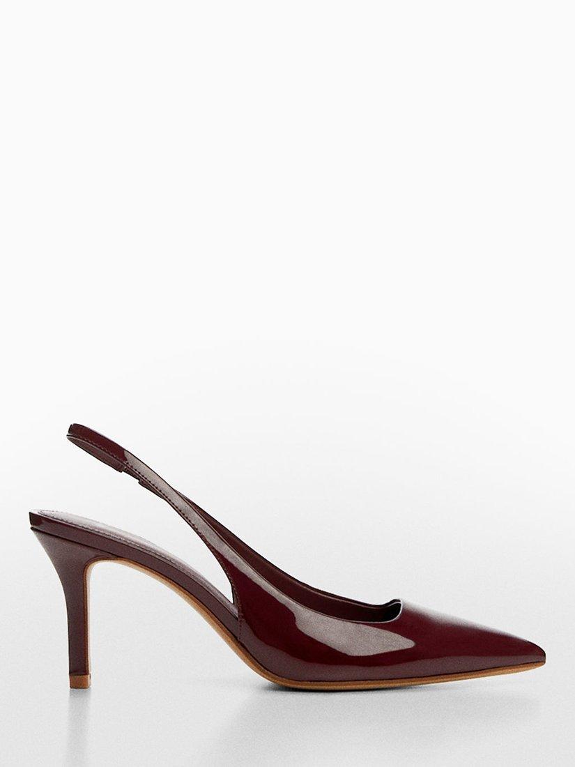 Mango Son Stiletto Heel Slingback Court Shoes Dark Red