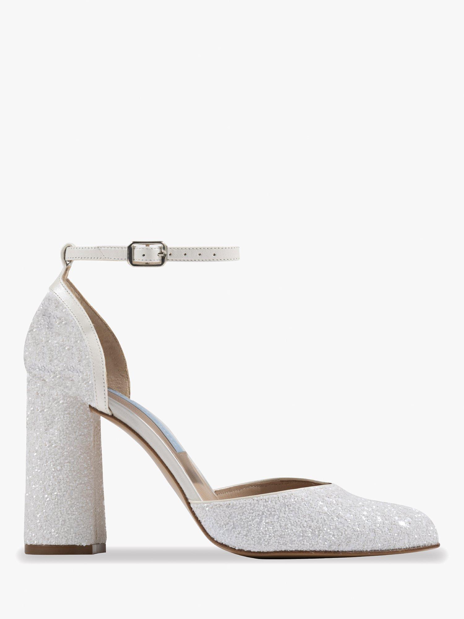 Charlotte Mills Juniper Block Heel Closed Toe Wedding Shoes, Ivory Pearl