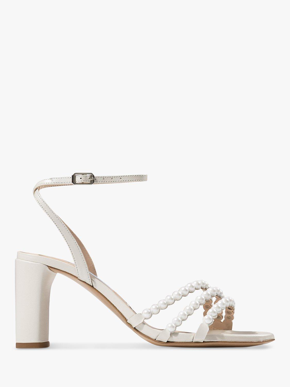 Charlotte Mills Lau Leather Block Heel Wedding Shoes, Ivory Pearl