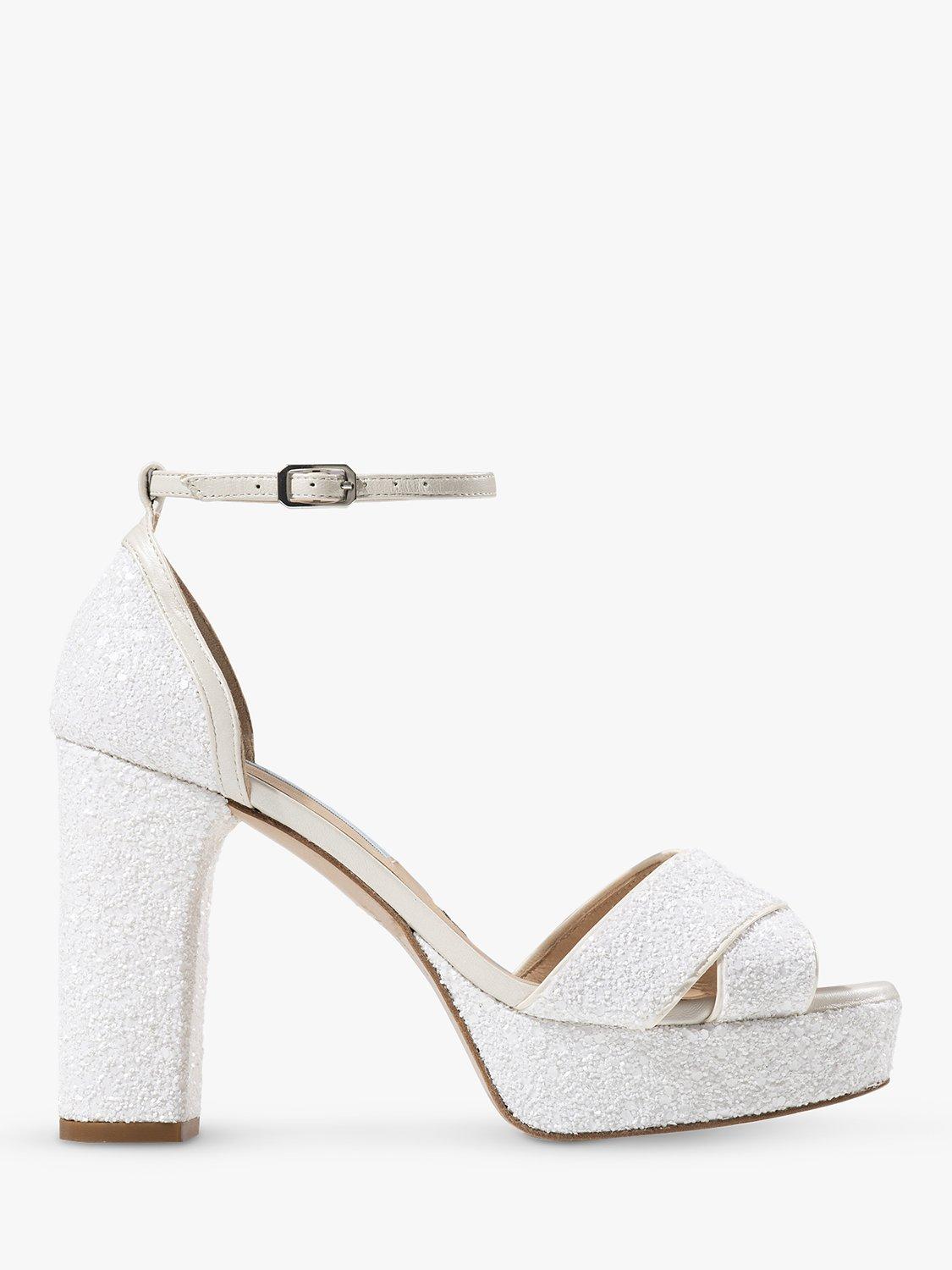 Charlotte Mills Kali Wide Fit Block Heel Platform Wedding Shoes, Ivory Pearl