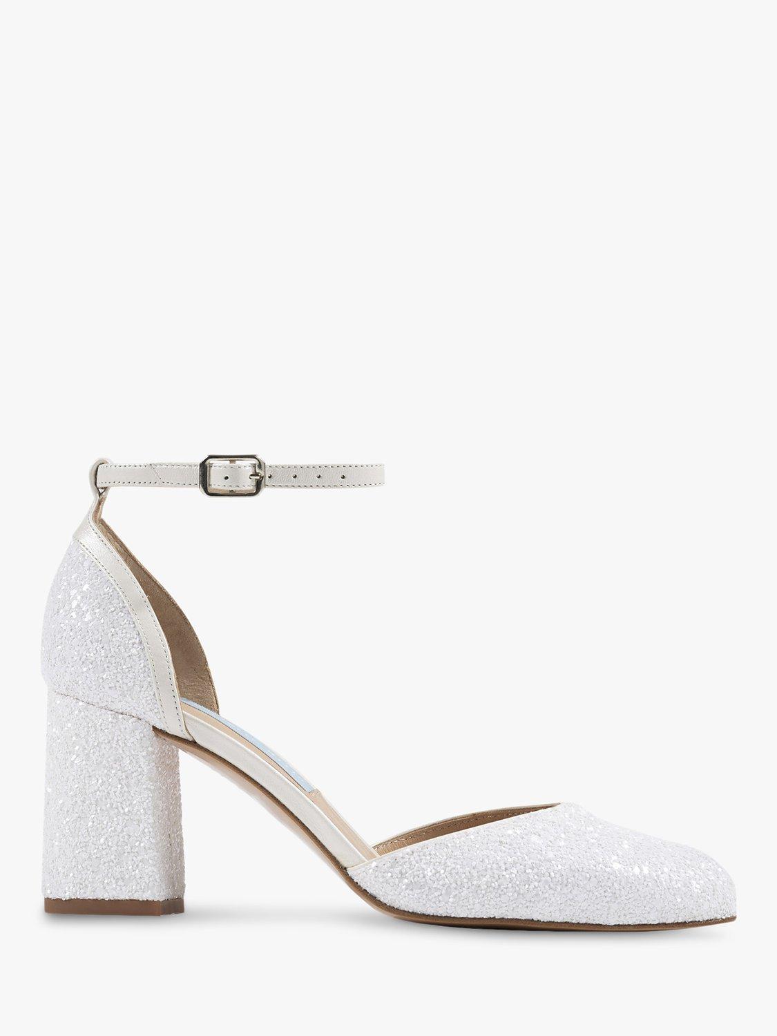 Charlotte Mills Jazzy Block Heel Closed Toe Wedding Shoes, Ivory Pearl