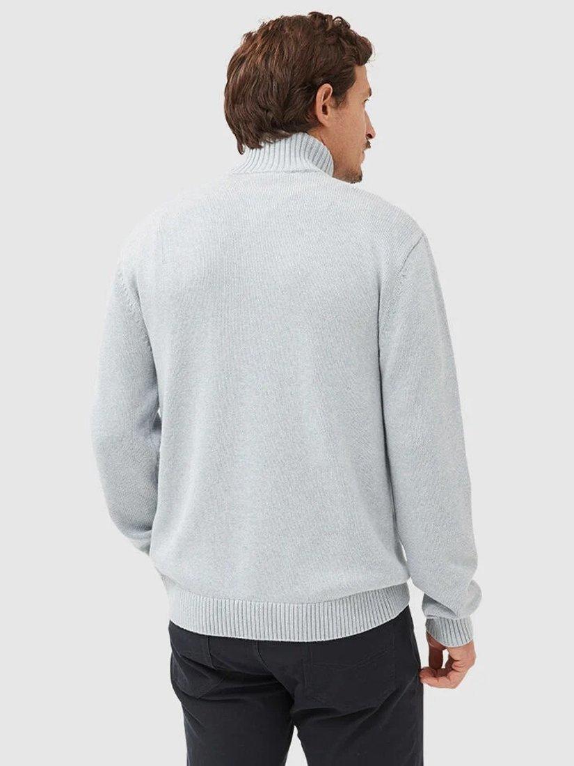 Product image 3 of 5, which shows Rodd & Gunn Merrick Bay Knitted Cotton Quarter Zip Neck Jumper, Sky, XS