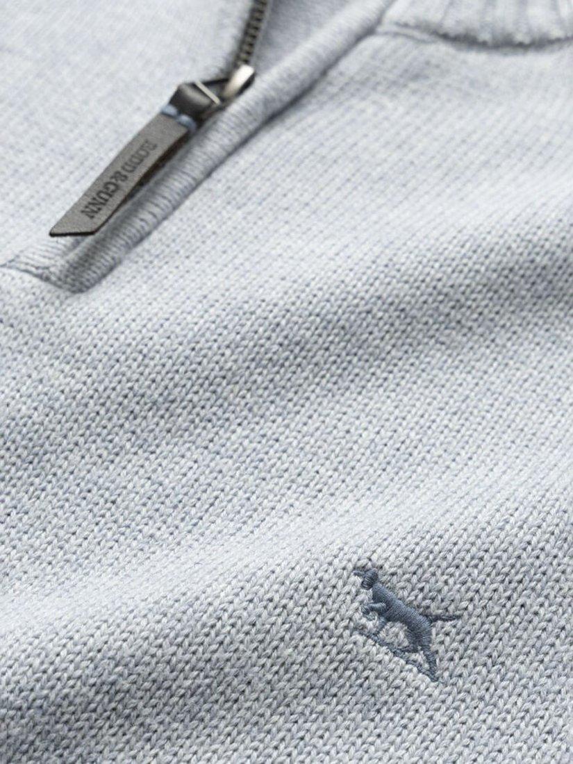 Product image 5 of 5, which shows Rodd & Gunn Merrick Bay Knitted Cotton Quarter Zip Neck Jumper, Sky, XS