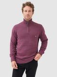 Rodd & Gunn Merrick Bay Knitted Cotton Quarter Zip Neck Jumper, Cranberry