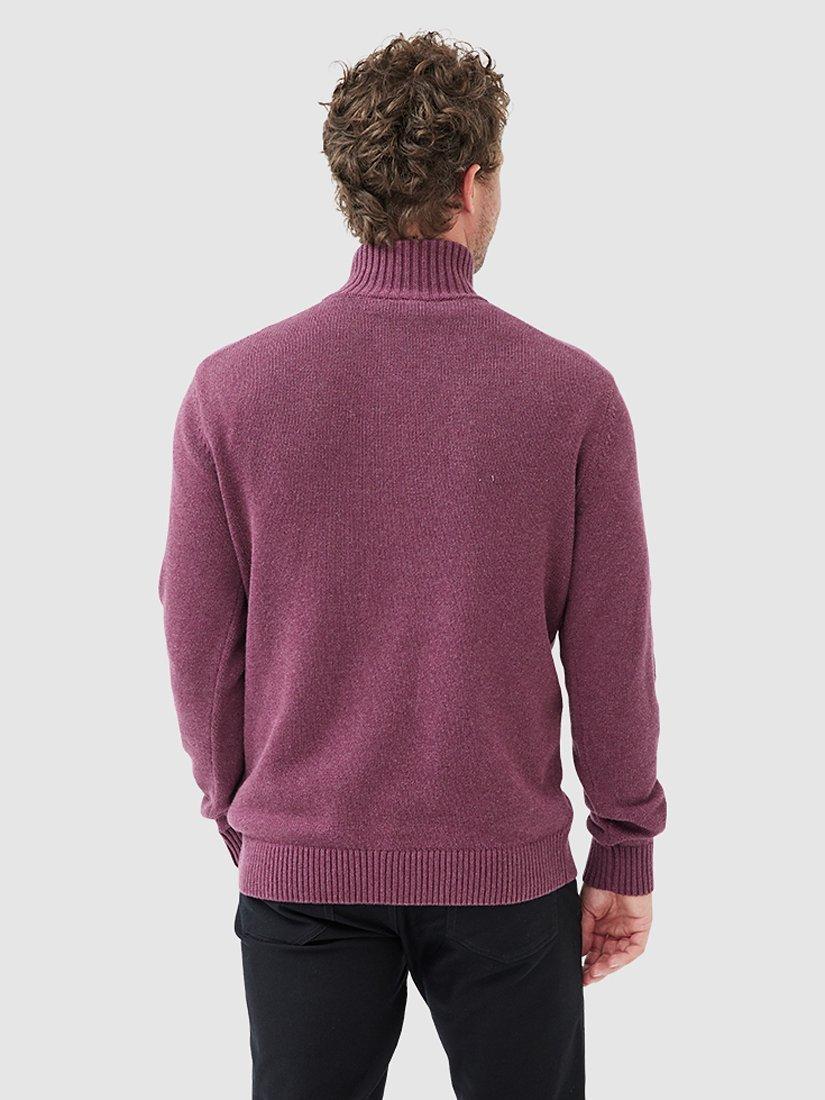 Product image 3 of 5, which shows Rodd & Gunn Merrick Bay Knitted Cotton Quarter Zip Neck Jumper, Cranberry, XS