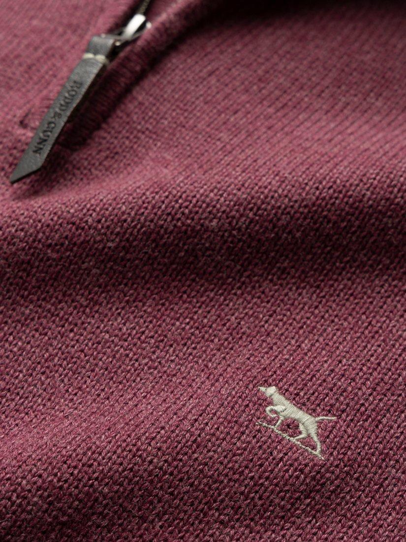Product image 5 of 5, which shows Rodd & Gunn Merrick Bay Knitted Cotton Quarter Zip Neck Jumper, Cranberry, XS