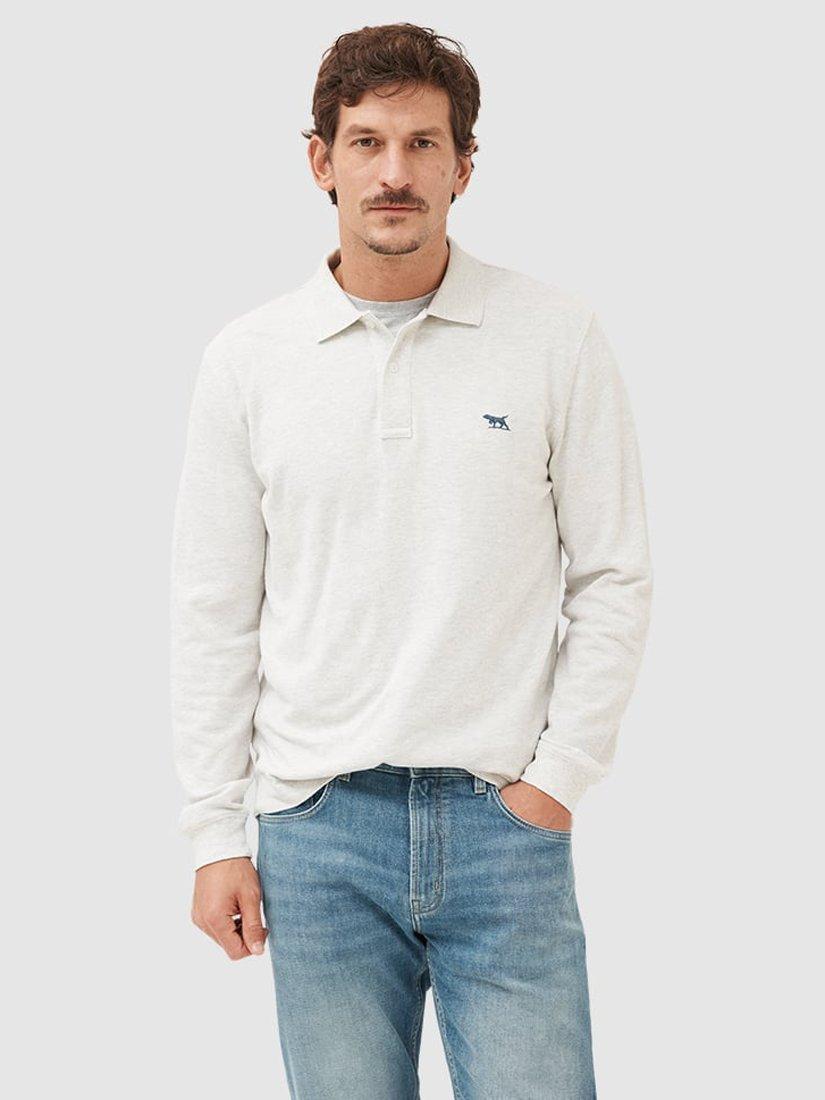 Product image 1 of 5, which shows Rodd & Gunn Gunn Cotton Slim Fit Long Sleeve Polo Shirt, Cloud, XS