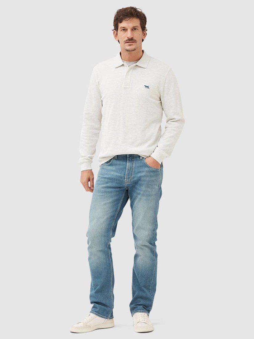 Product image 2 of 5, which shows Rodd & Gunn Gunn Cotton Slim Fit Long Sleeve Polo Shirt, Cloud, XS